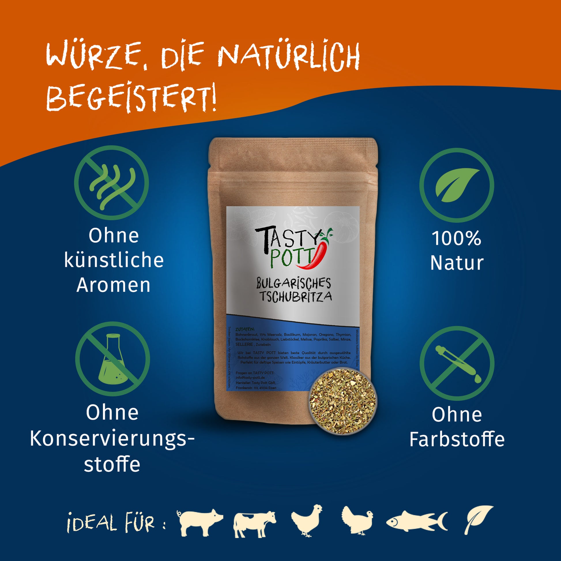 Tasty Pott Tschubritza Gewürz Bulgarische Spezialität - 70g Dose — Abbildung 2