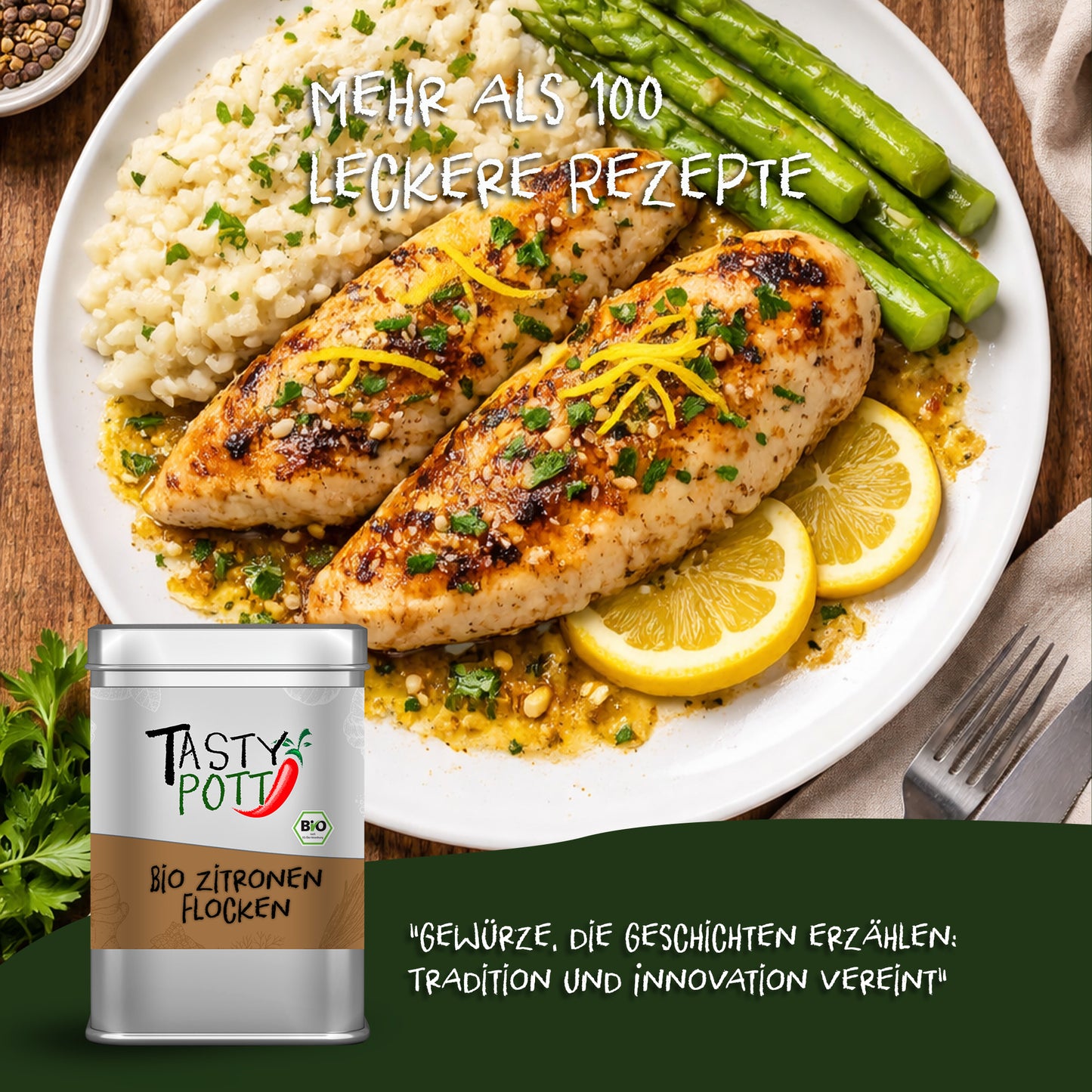 Bio Zitronenflocken - 100g Dose von Tasty Pott — Abbildung 5