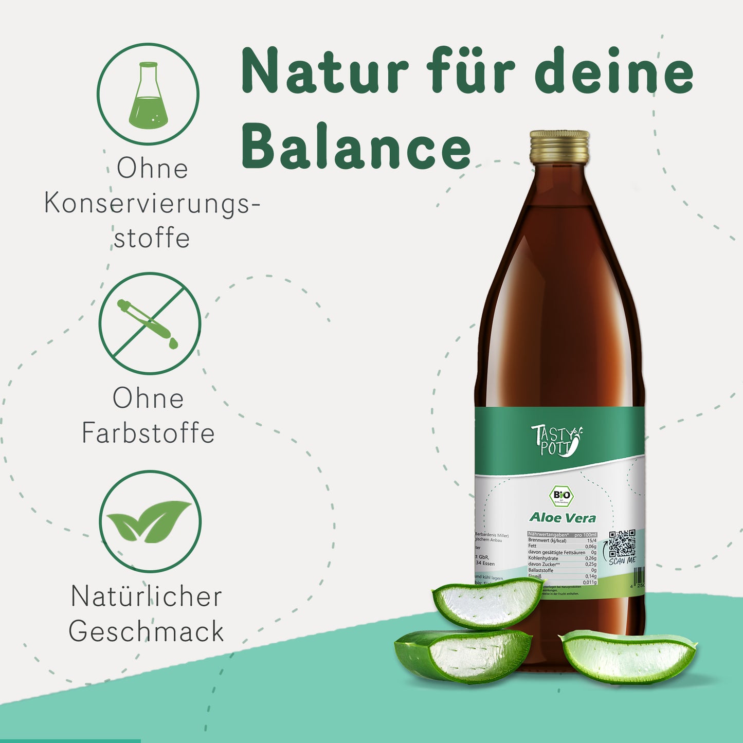 Tasty Pott Bio Aloe Vera Direktsaft - ab 1L Flasche — Abbildung 2