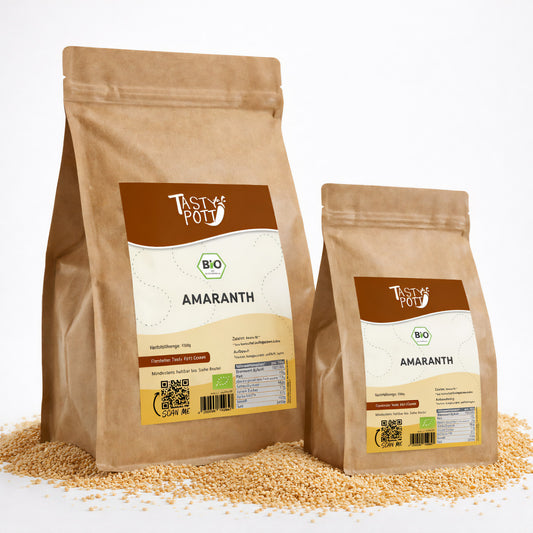 Bio Amaranth Vollkorn in 1kg Beutel von Tasty Pott, glutenfrei und nährstoffreich.