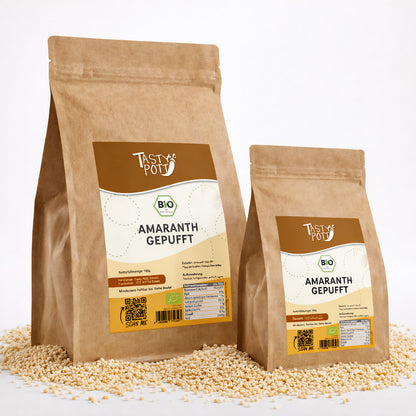 Bio Amaranth gepufft glutenfrei, 700g Beutel von Tasty Pott.