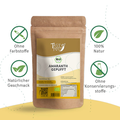Bio Amaranth gepufft, glutenfrei, 700g Beutel von Tasty Pott.