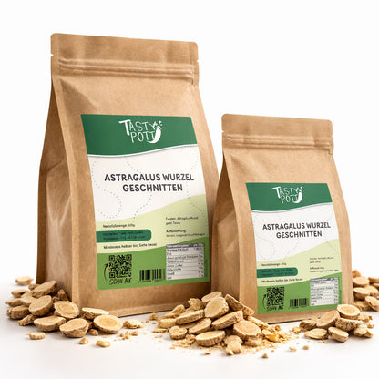Geschnittene Astragalus Wurzel im 100g Beutel, naturbelassen und hochwertig.