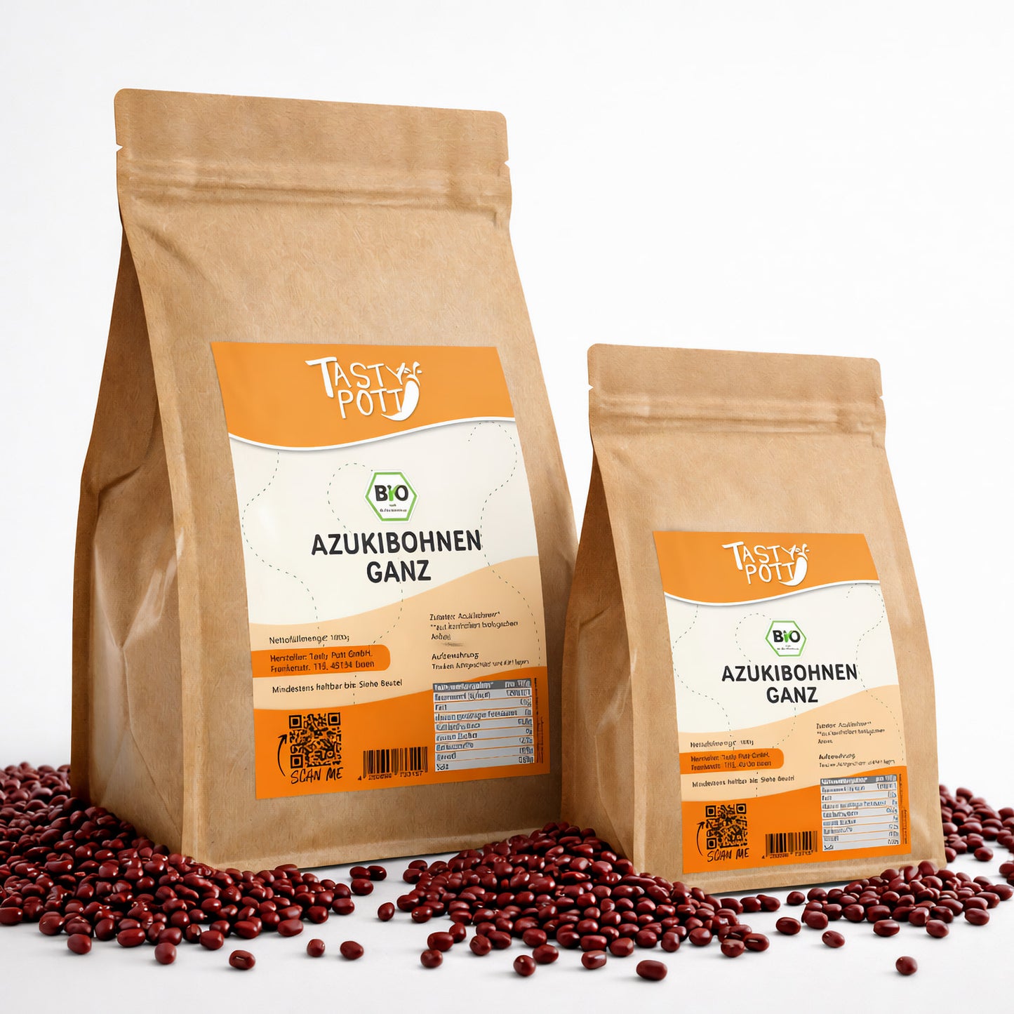 Bio Azukibohnen ganz im 1kg Beutel von Tasty Pott, natürliche Proteinquelle.