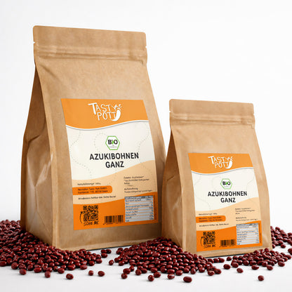 Bio Azukibohnen ganz im 1kg Beutel von Tasty Pott, natürliche Proteinquelle.