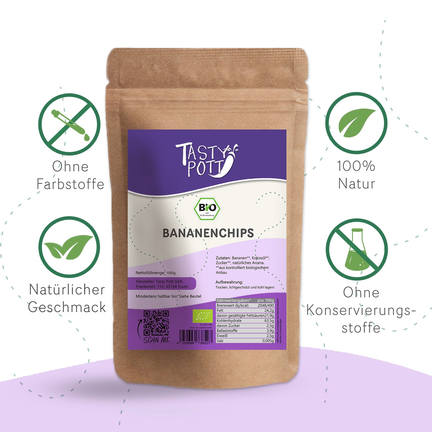 Bio Bananenchips gesüßt -  1kg von Tasty Pott — Abbildung 2