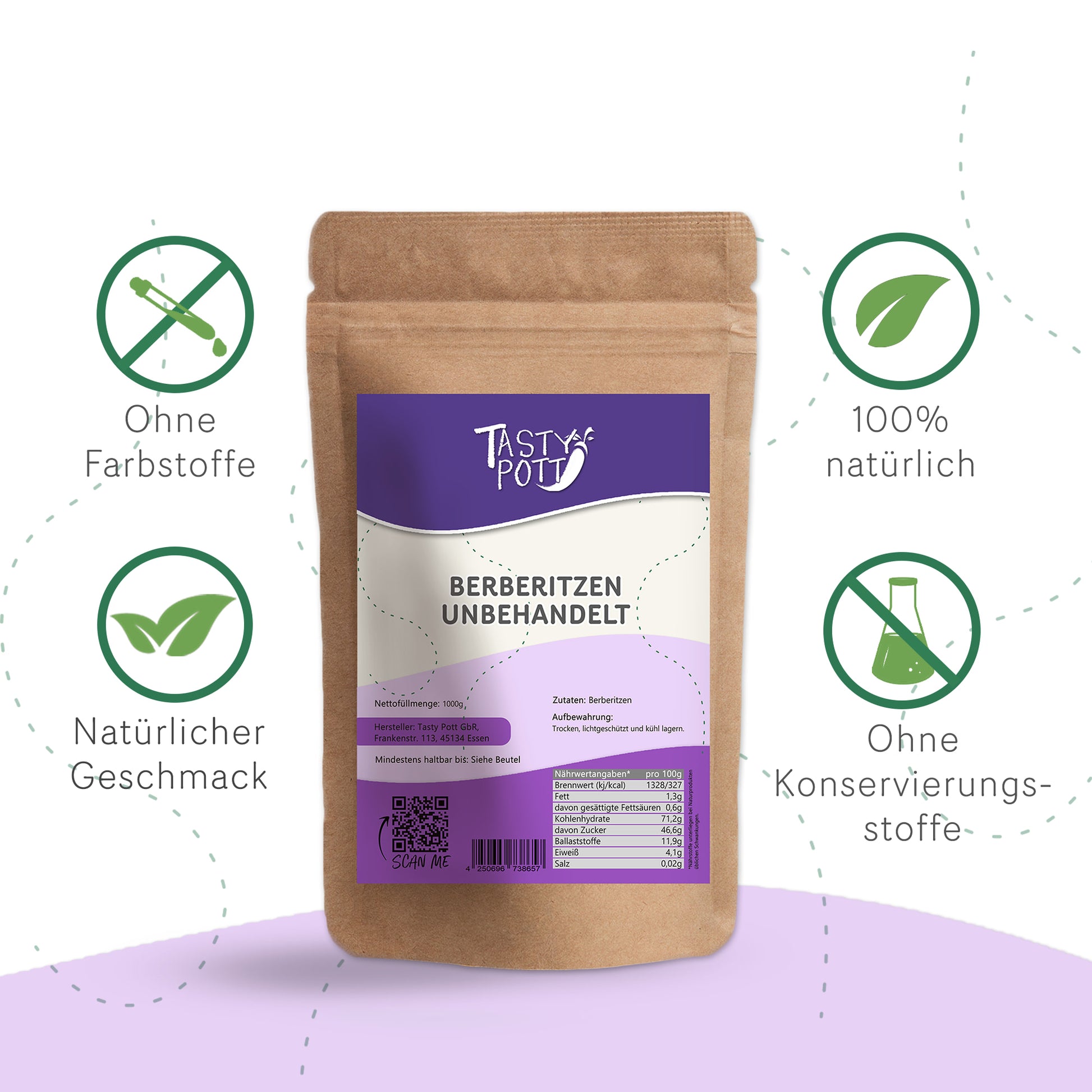 Getrocknete Berberitzen im 1 kg Beutel, 100% natürlich und ohne Konservierungsstoffe.