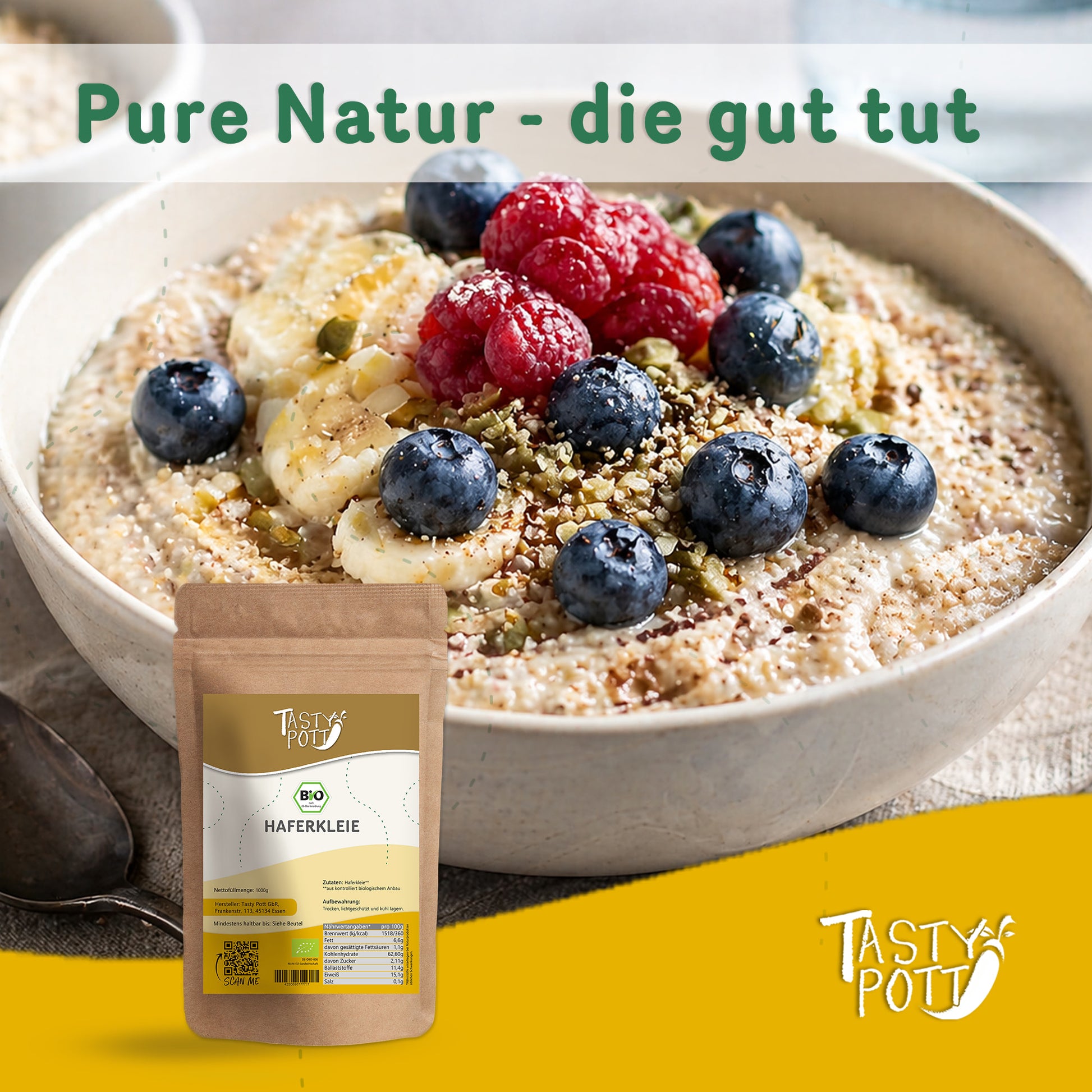 Bio Haferkleie - 1kg im Beutel von Tasty Pott — Abbildung 6