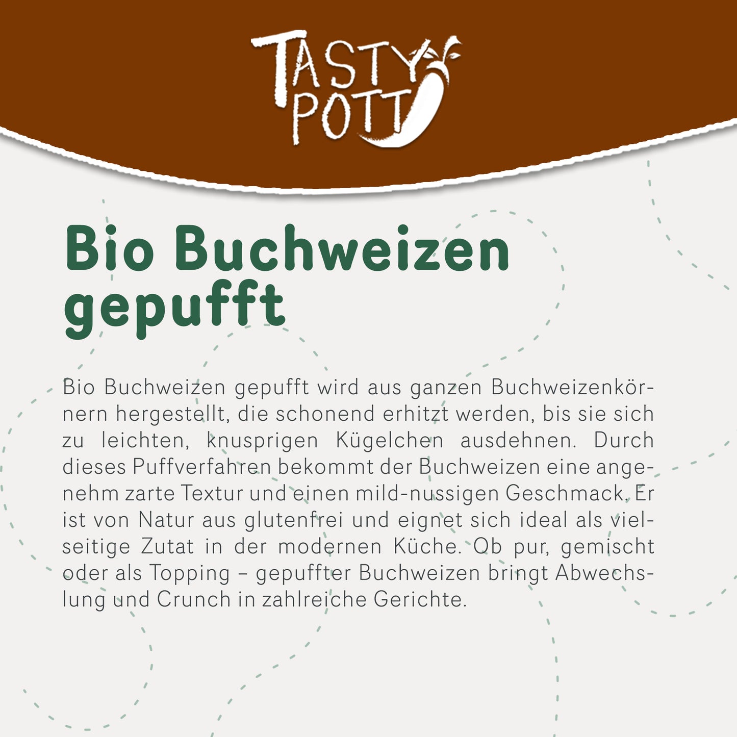 Gepuffter Bio Buchweizen in 350g Beutel, glutenfrei und knusprig.