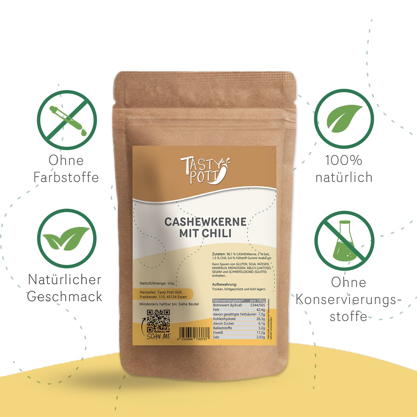 Cashewkerne Chili - Geröstet & Gesalzen ab 500g von Tasty Pott — Abbildung 2