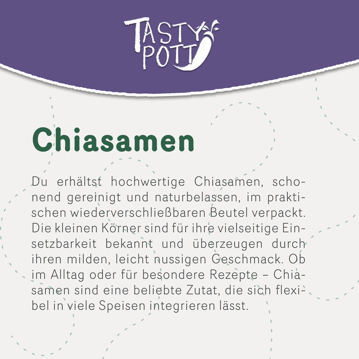 Chiasamen von Tasty Pott, 1kg, hochwertig und vielseitig einsetzbar.