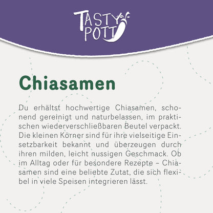 Chiasamen von Tasty Pott, 1kg, hochwertig und vielseitig einsetzbar.
