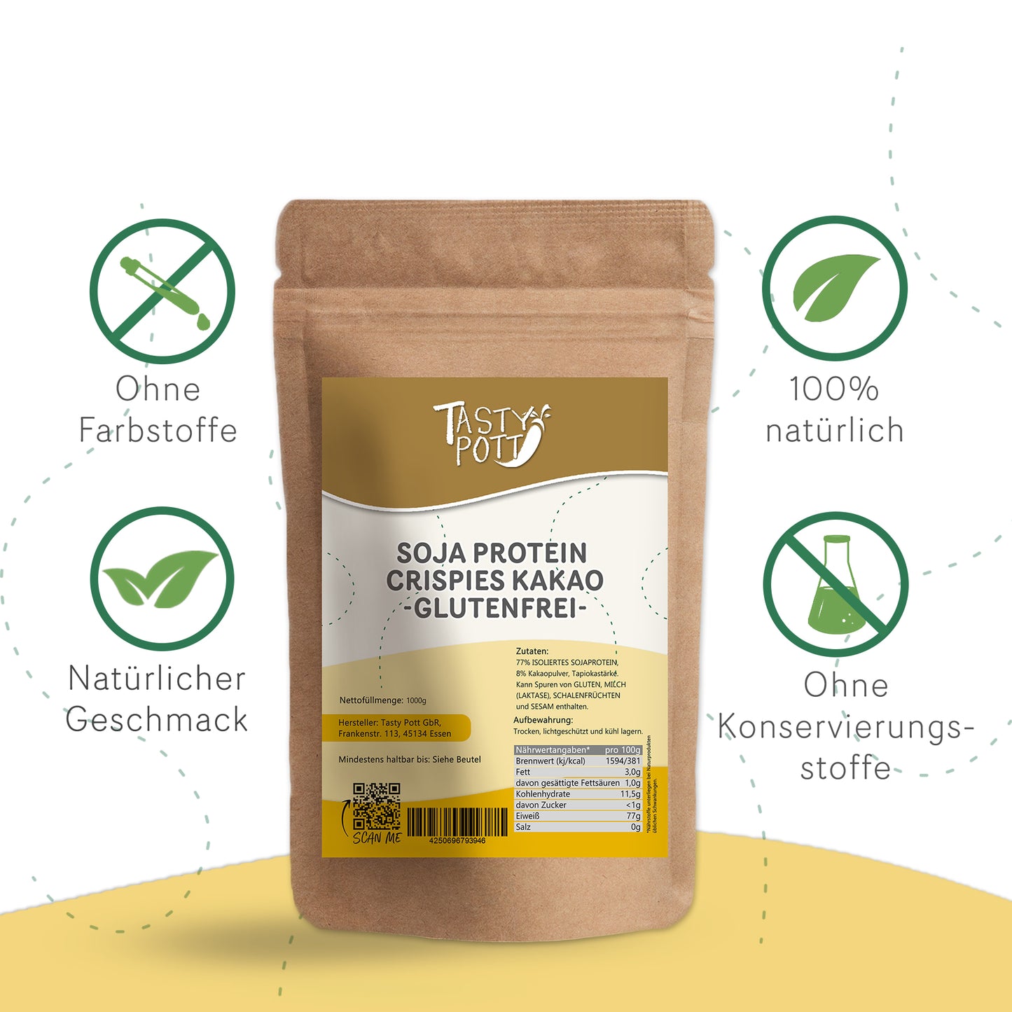Soja Kakao Crispies – Protein Snack ab 1kg Beutel von Tasty Pott — Abbildung 2