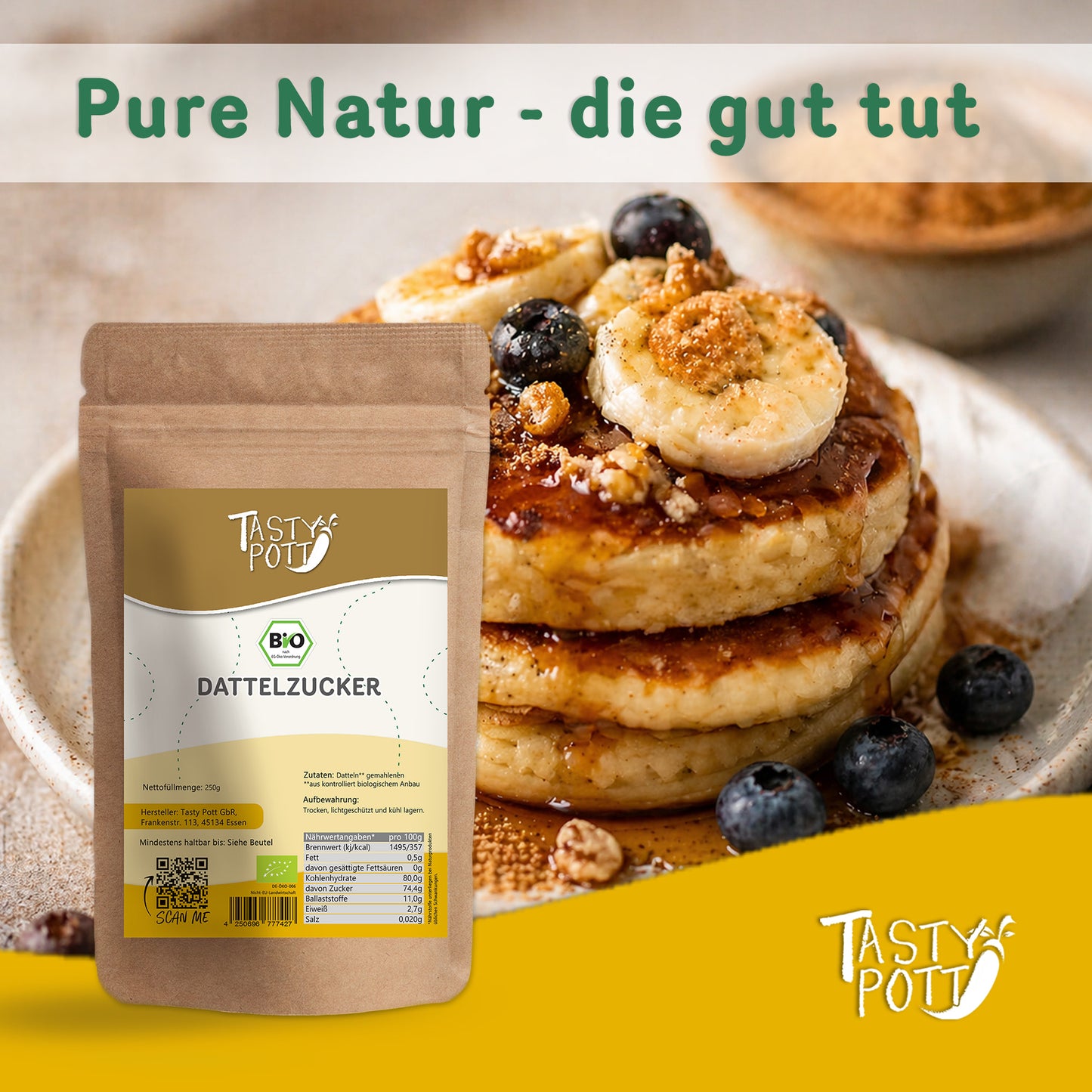 Tasty Pott Bio Dattelzucker - Natürliches Süßungsmittel - im Beutel — Abbildung 6
