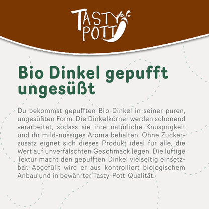Bio Dinkel gepufft ungesüßt im 400g Beutel, ideal für gesunde Snacks.