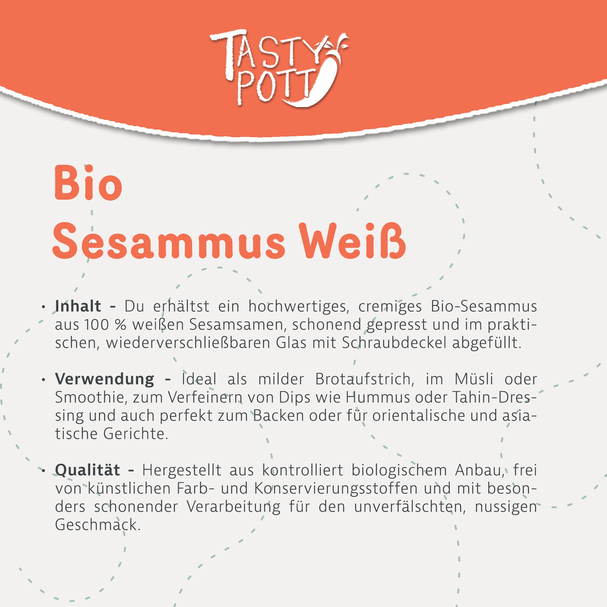 Bio Sesammus Tahin - 500 g Glas von Tasty Pott — Abbildung 3