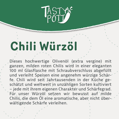 Tasty Pott Chili Würzöl – Pikantes Olivenöl - ab 100ml Flasche — Abbildung 2