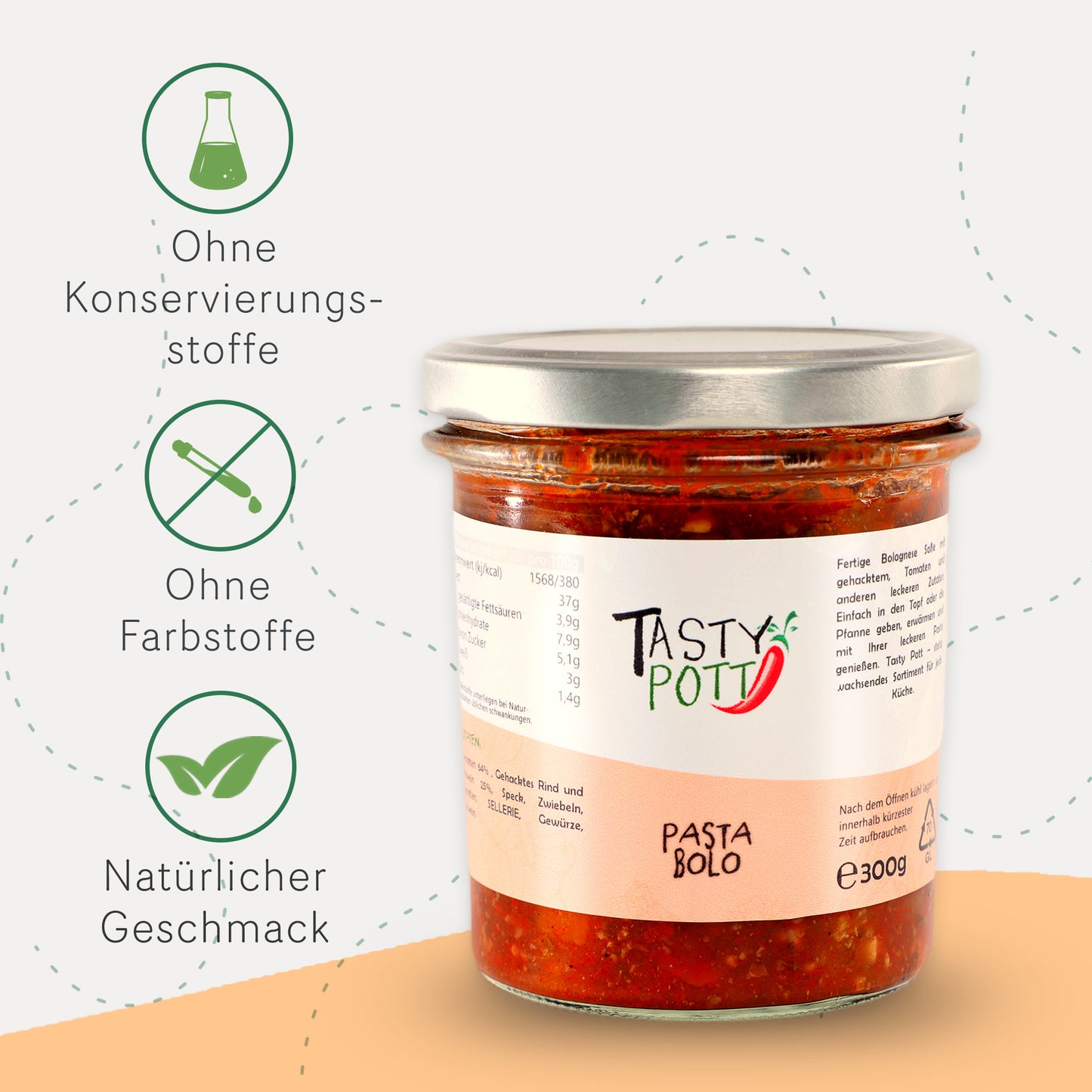 Bolognese Pasta Soße 300g Glas von Tasty Pott — Abbildung 3