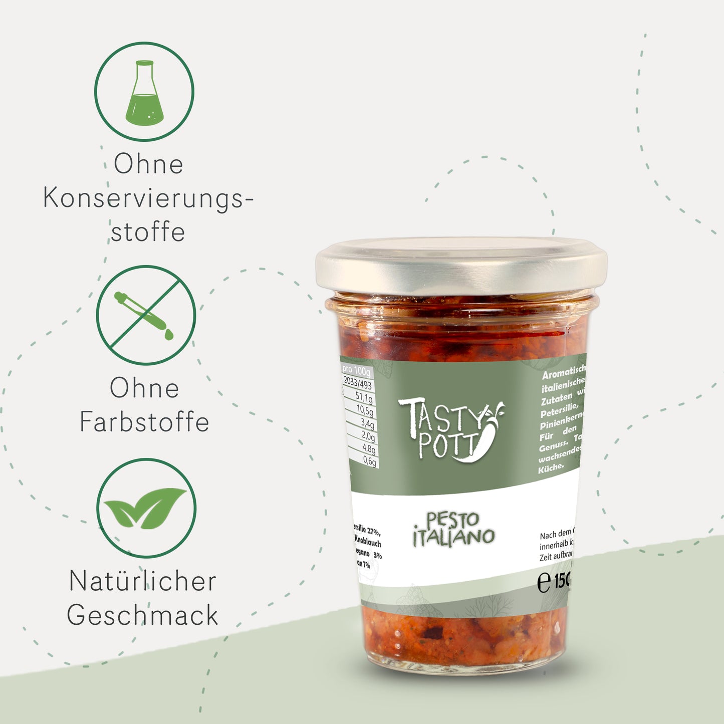 Tasty Pott Pesto Italiano - Kräuter Pesto - 150g Glas — Abbildung 3