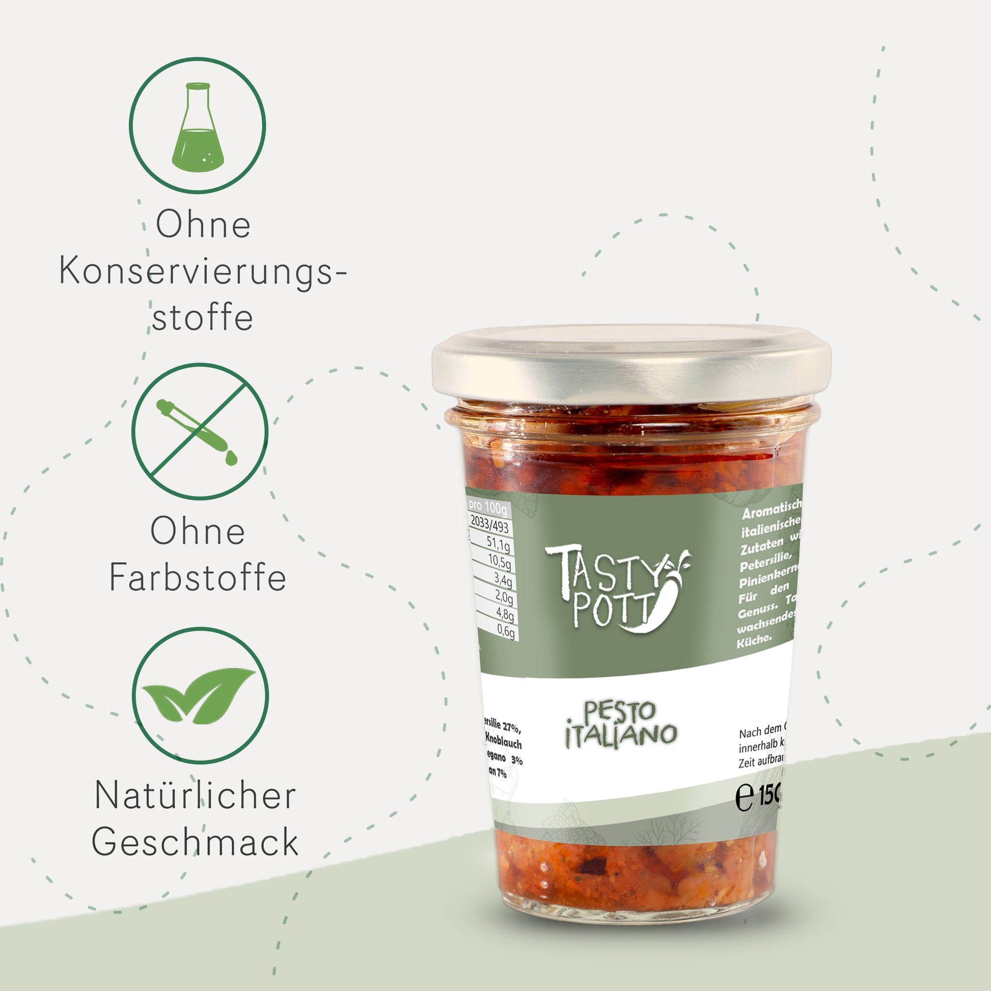 Tasty Pott Pesto Italiano - Kräuter Pesto - 150g Glas — Abbildung 3
