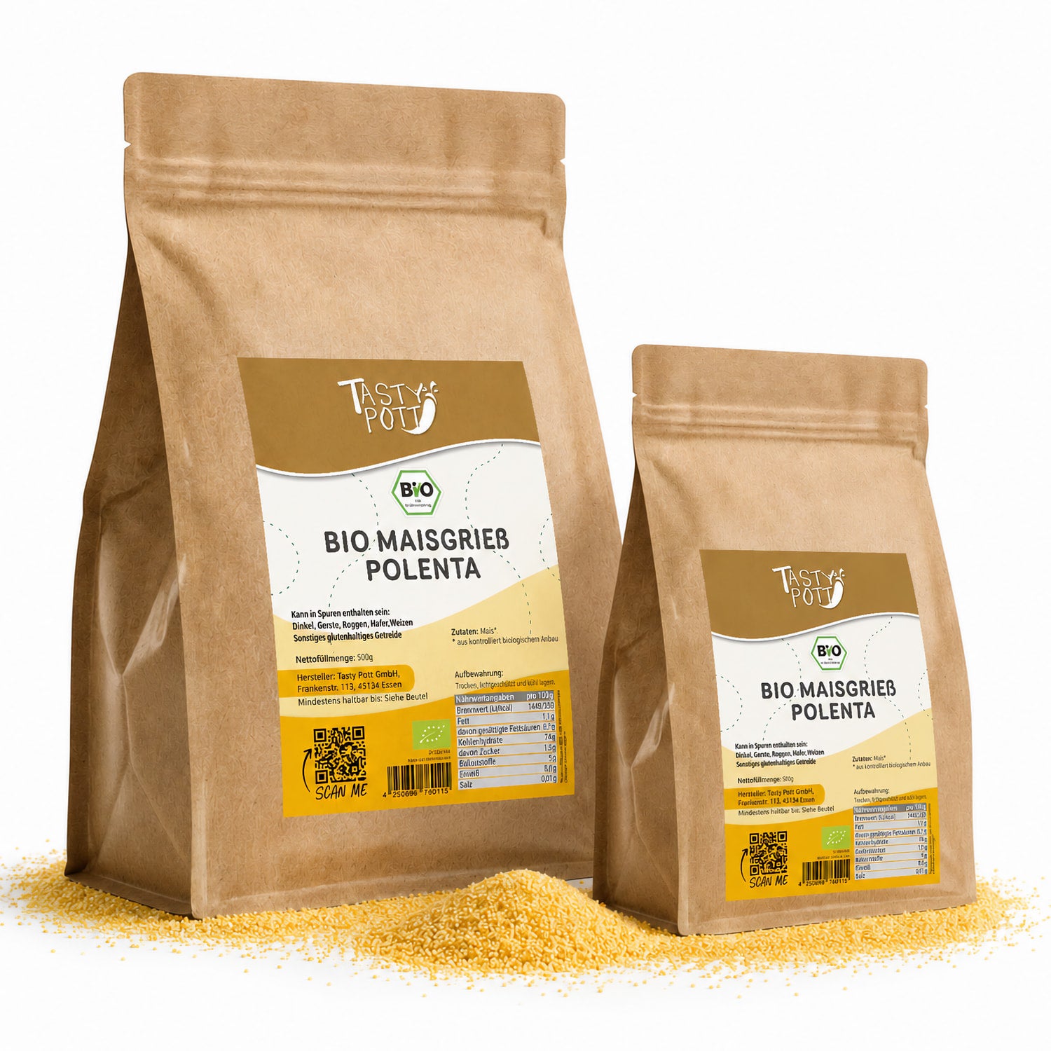 Tasty Pott Bio Maisgrieß (Polenta) - im Beutel
