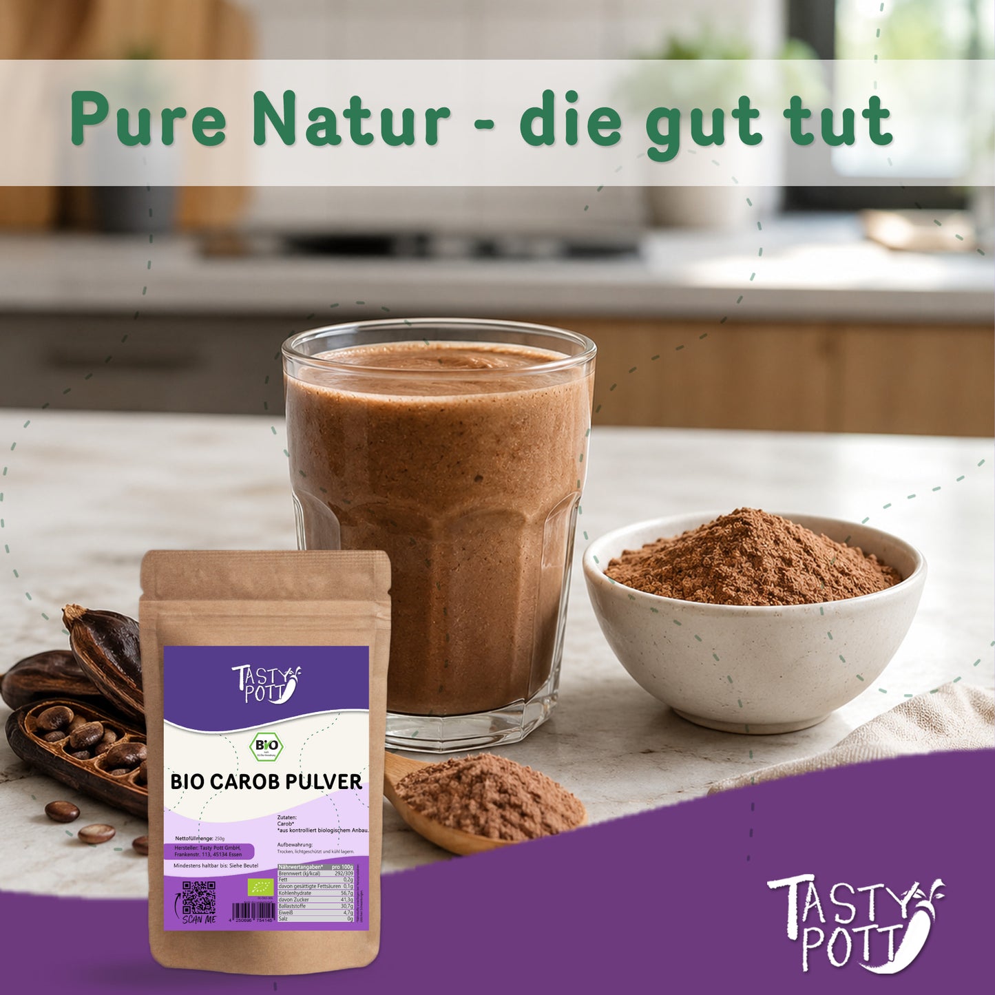 Tasty Pott Bio Carob Pulver – ab 250g Beutel — Abbildung 5