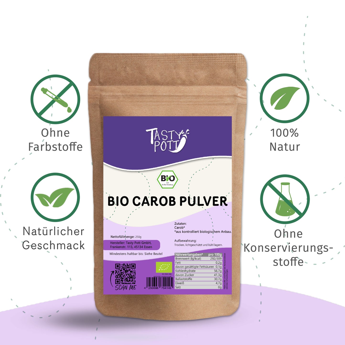 Tasty Pott Bio Carob Pulver – ab 250g Beutel — Abbildung 3