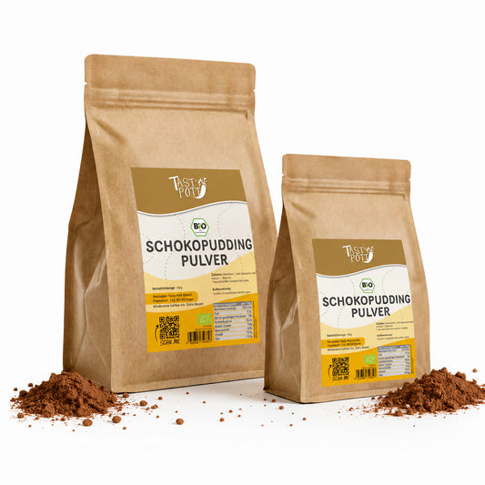 Bio Schoko Pudding Pulver in umweltfreundlicher Verpackung, 100g von Tasty Pott.
