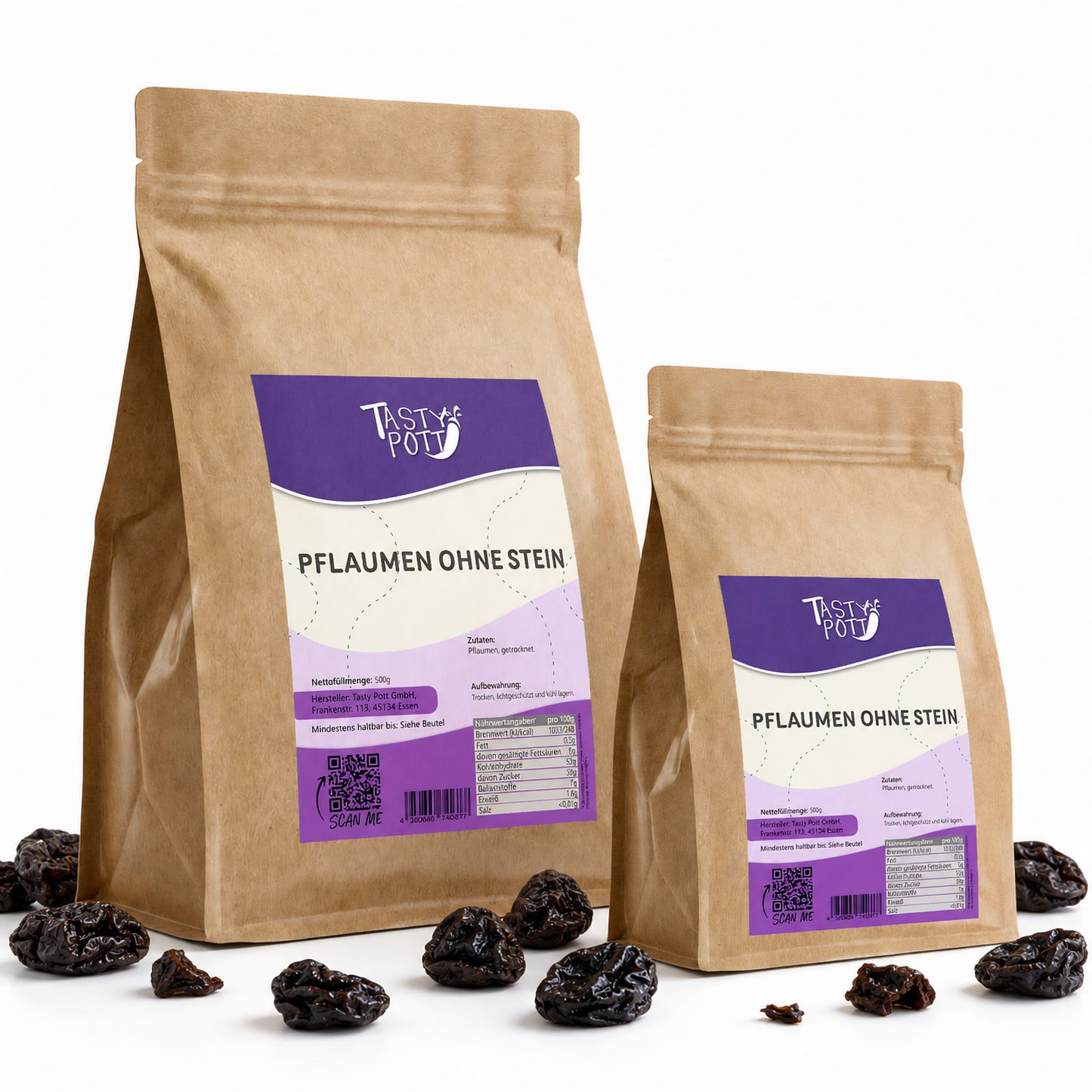 Pflaumen getrocknet, ohne Stein - ab 1kg Beutel von Tasty Pott