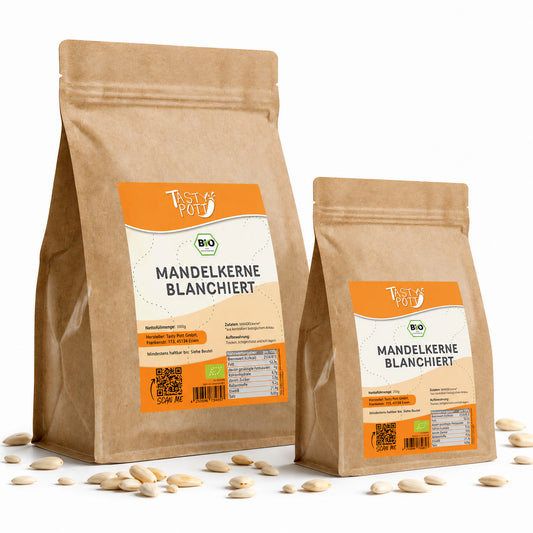 Bio Blanchierte Mandeln - 1kg Beutel von Tasty Pott