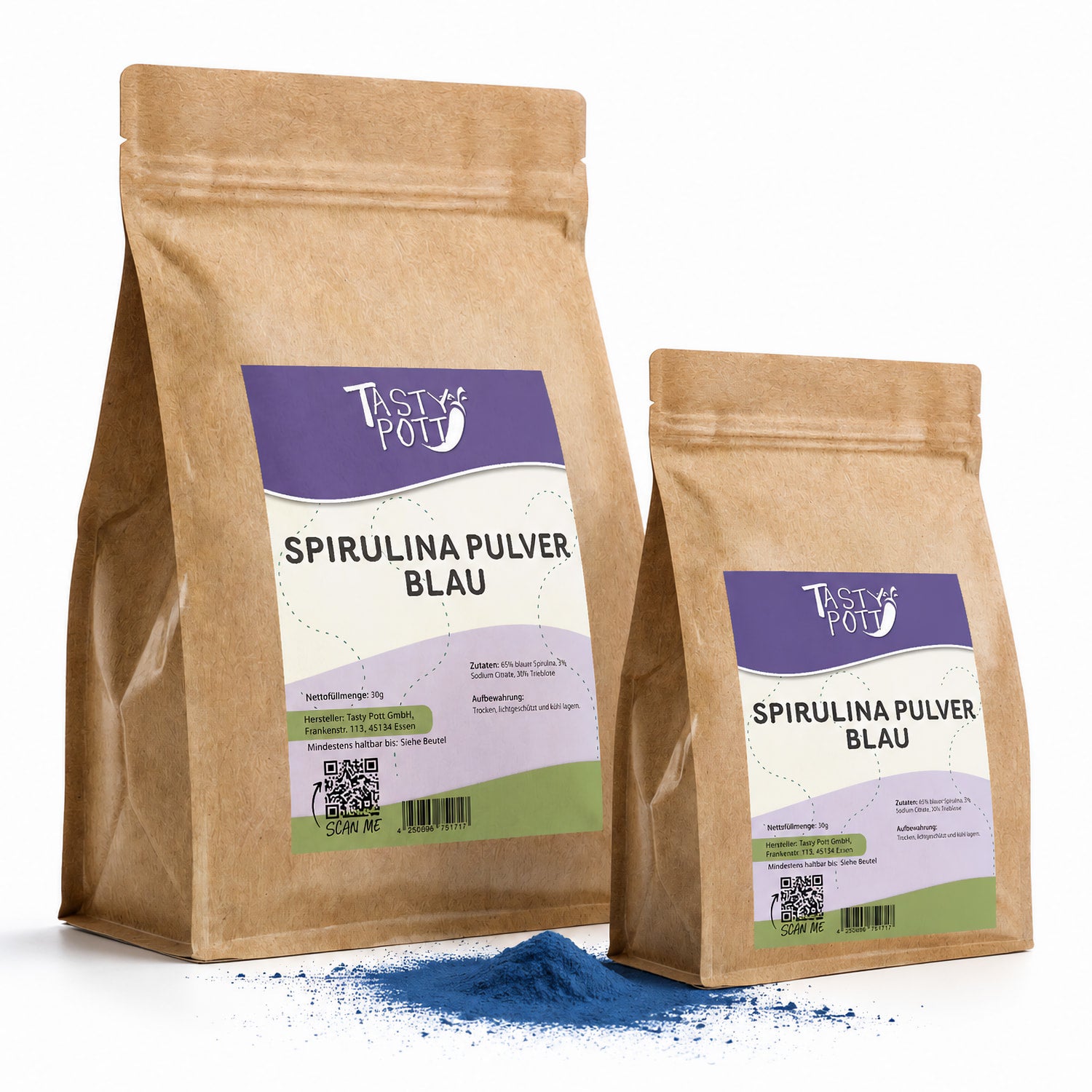 Blaues Spirulina Pulver - ab 30g von Tasty Pott