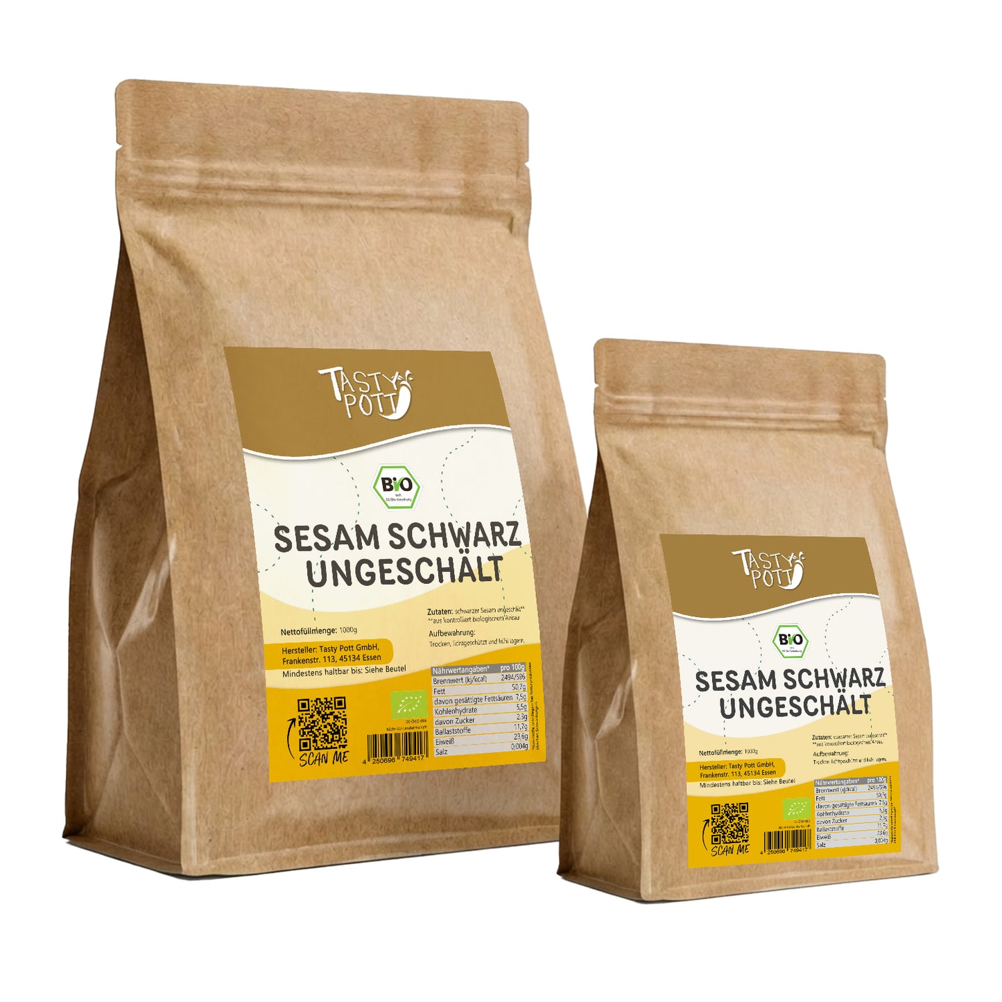 Schwarzer Bio Sesam ungeschält - 1kg Beutel von Tasty Pott — Abbildung 9