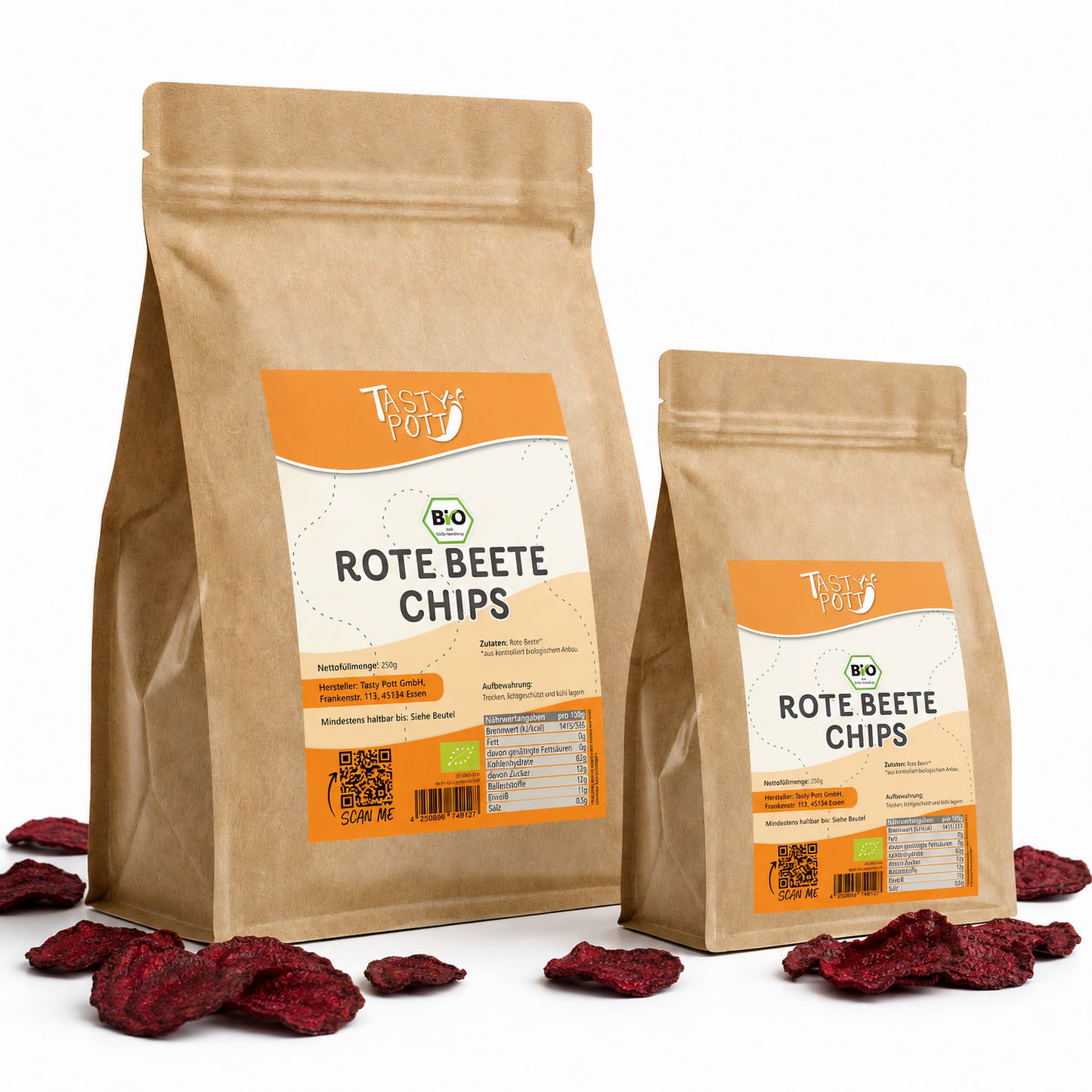 Bio Rote Beete Chips - 200g von Tasty Pott