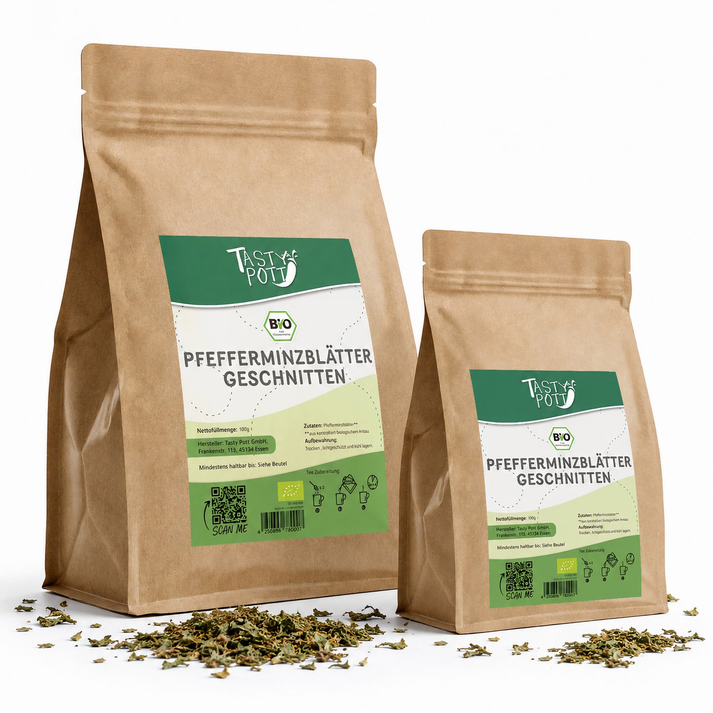 Bio Pfefferminzblätter geschnitten - ab 100g Beutel von Tasty Pott