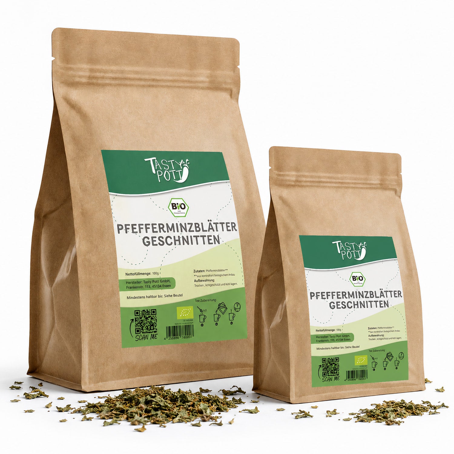 Bio Pfefferminzblätter geschnitten - ab 100g Beutel von Tasty Pott
