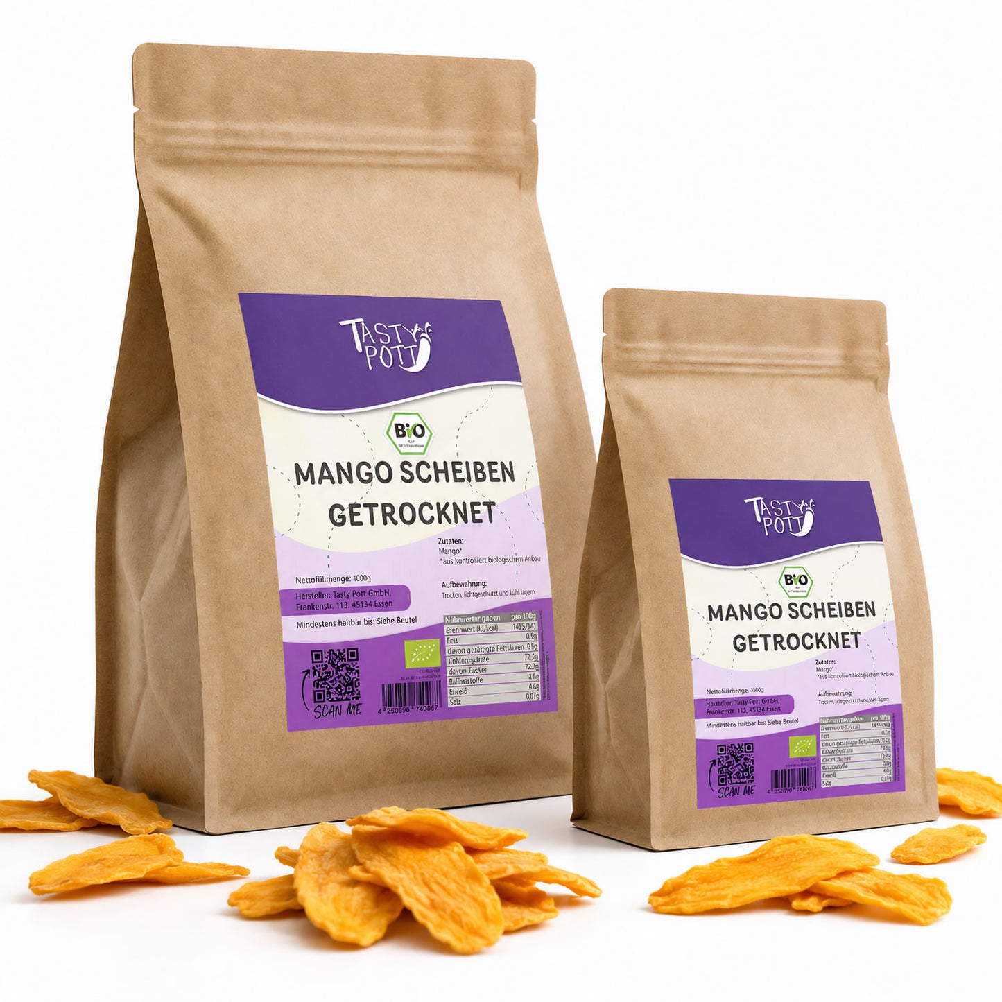 Tasty Pott Bio Mango, getrocknet- ab 1Kg Beutel