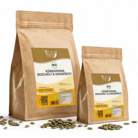 Bio Kürbiskerne ungeröstet - 1kg Beutel von Tasty Pott