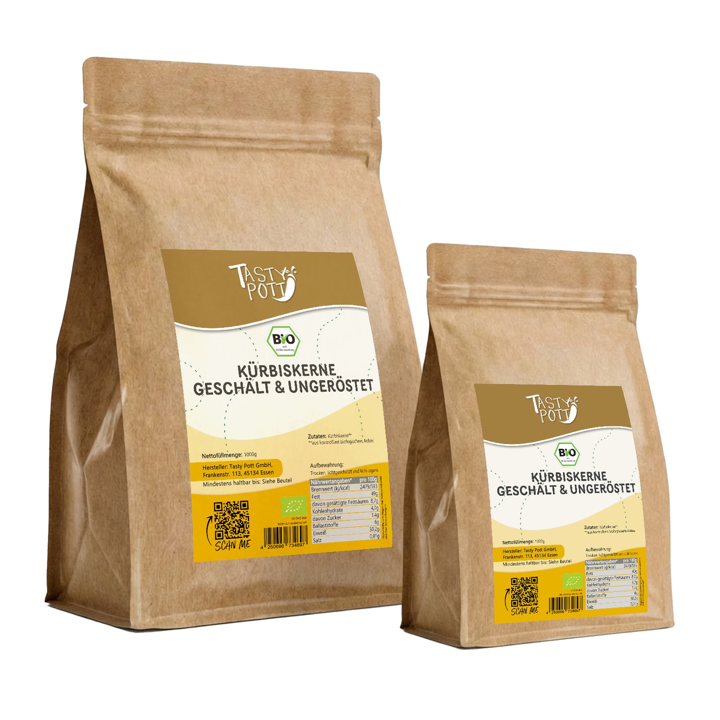 Bio Kürbiskerne ungeröstet - 1kg Beutel von Tasty Pott — Abbildung 9