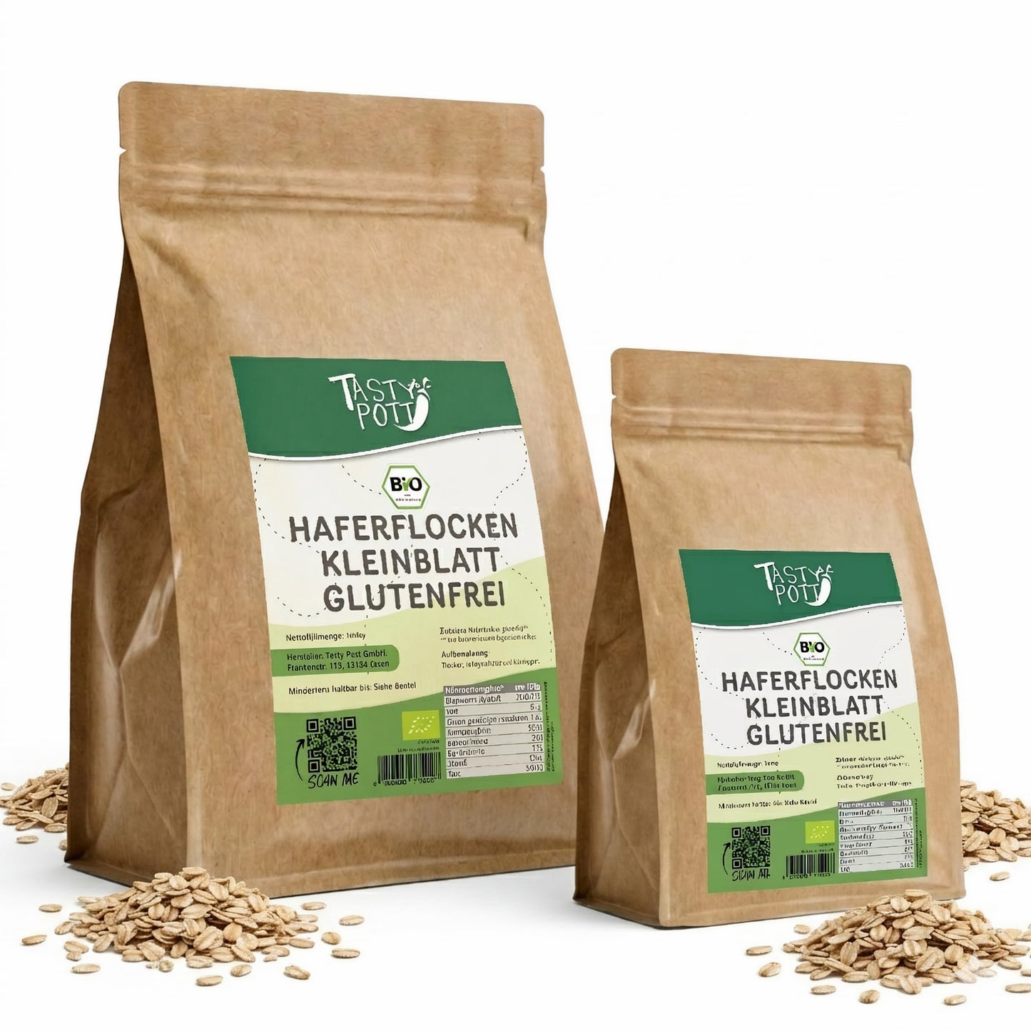 Tasty Pott Bio Haferflocken Kleinblatt - glutenfrei - ab 1kg Beutel