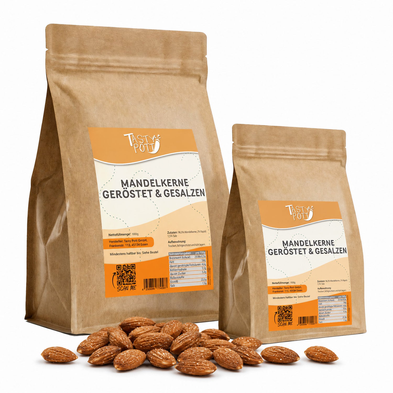 Geröstete und gesalzene Mandeln - ab 1kg von Tasty Pott
