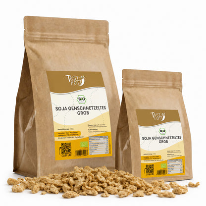 Bio Soja Geschnetzeltes grob im 1kg Beutel von Tasty Pott, pflanzliche Proteinquelle.
