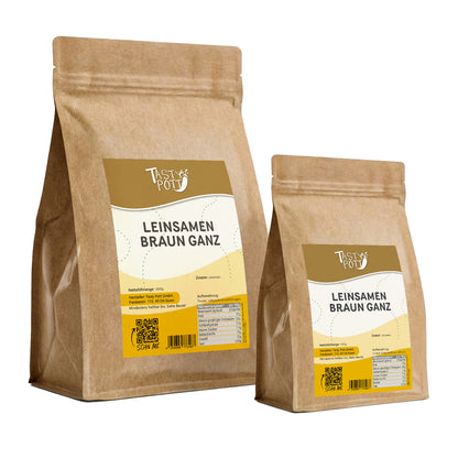Braune Bio Leinsamen ganz im 1kg Beutel von Tasty Pott