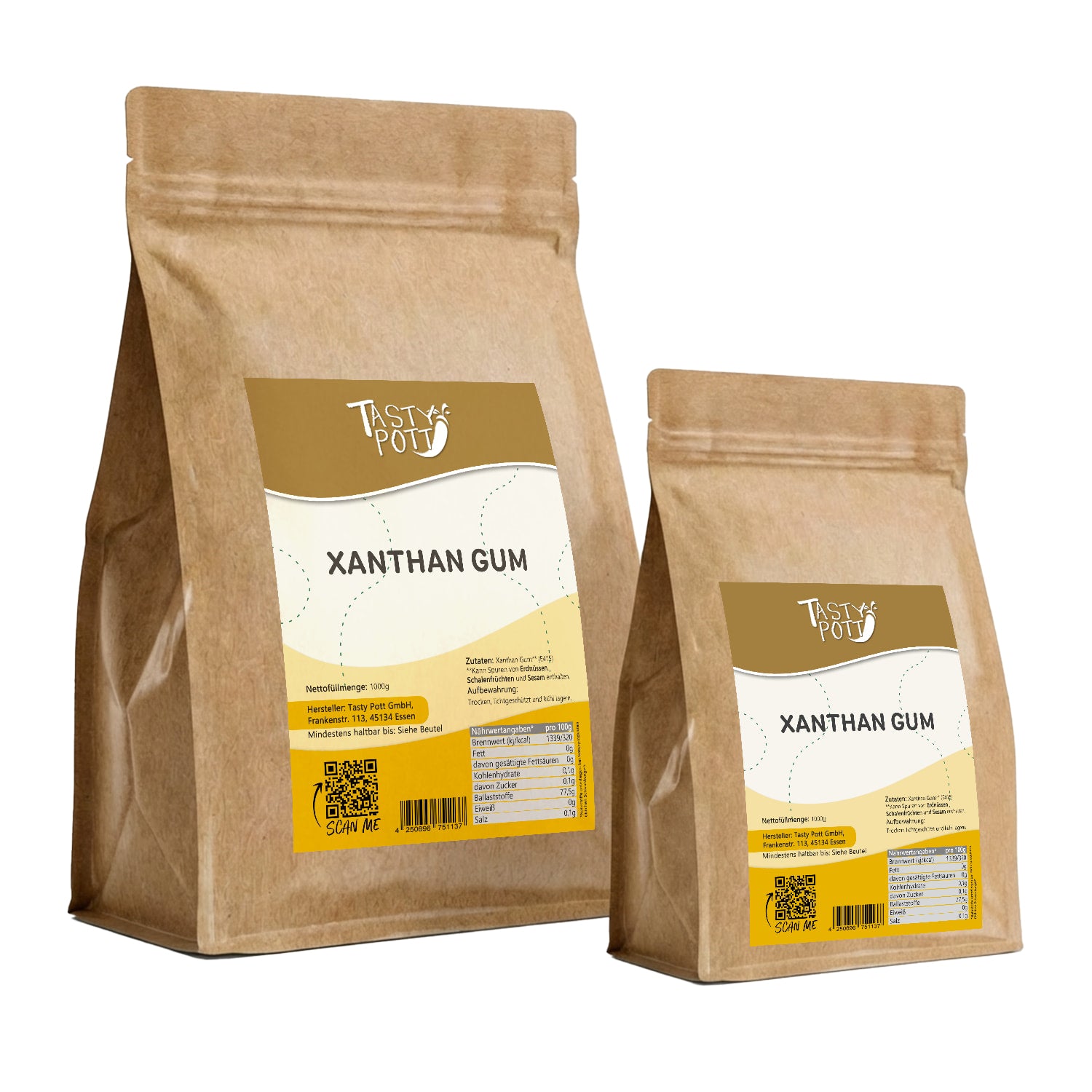 Xanthan Gum von Tasty Pott, natürliches Bindemittel, 1kg Packung.