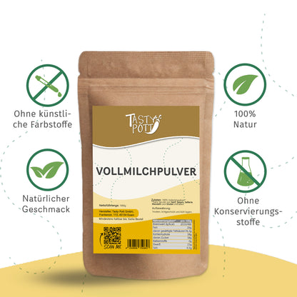 Vollmilchpulver 1kg Beutel von Tasty Pott, 100% natürliche Zutaten.