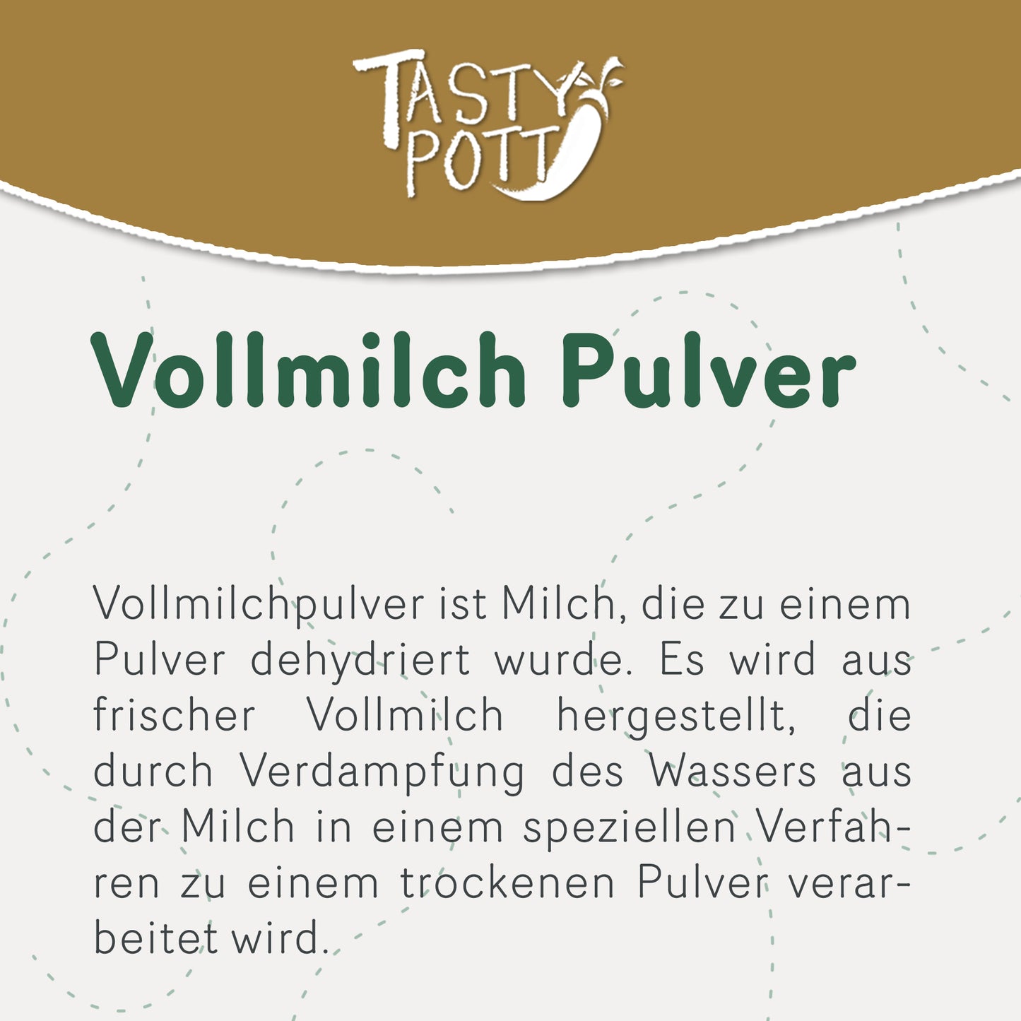 Vollmilchpulver in 1kg Beutel von Tasty Pott, ideal für Backen und Kochen.