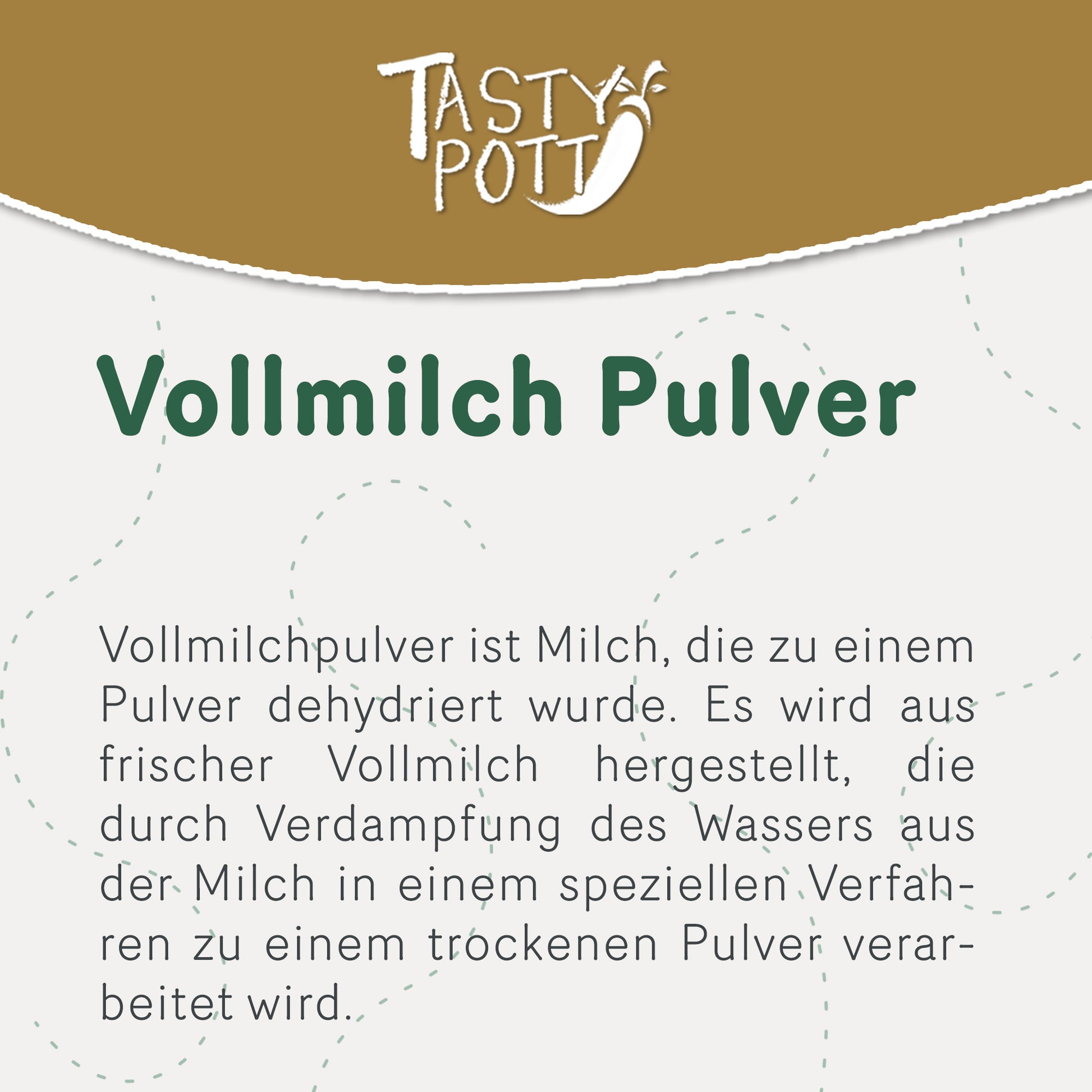 Vollmilchpulver in 1kg Beutel von Tasty Pott, ideal für Backen und Kochen.