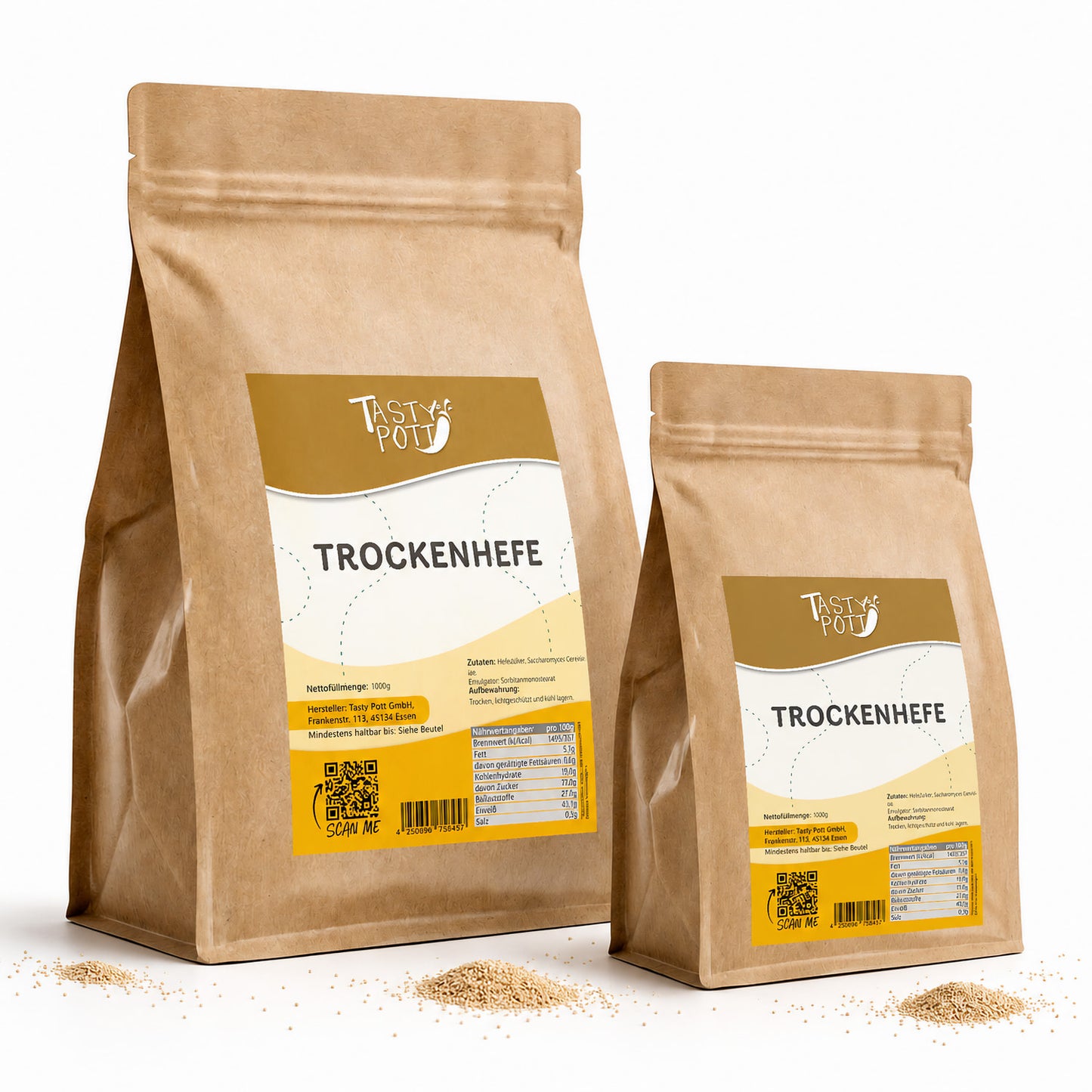 Trockenhefe im 1 kg Beutel von Tasty Pott, ideal für Brotbacken.