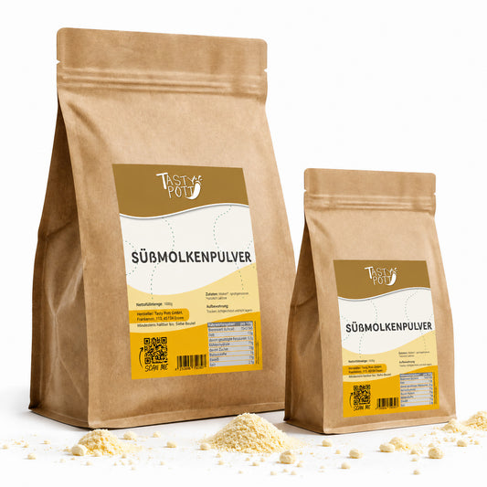 Süßmolkenpulver im 1kg Beutel von Tasty Pott, hochwertiges Milchpulver.
