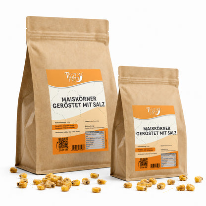 Geröstete, gesalzene Maiskörner von Tasty Pott, 1 kg Packung.
