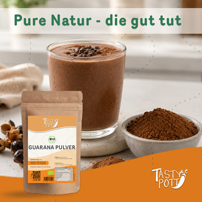 Bio Guarana Pulver von Tasty Pott, koffeinhaltig, 250g Beutel.